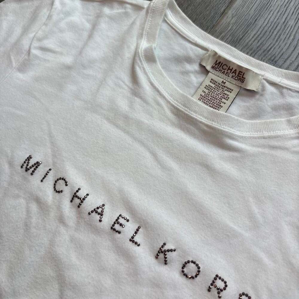 Michael Michael Kors Rhinestone Logo T-Shirt White Medium